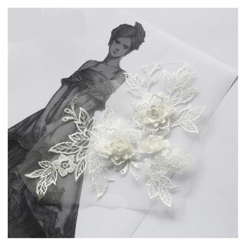 Spitzenapplikation, Spitzenapplikation, 1 Stück, 3D-Spitzenblumen-Stickerei-Applikation, Besatz, Aufnäher, DIY-Nähdekoration, Basteln, Hochzeitskleid-Accessoire, handgefertigt for Hochzeitskleid, Brau von PUYUNA