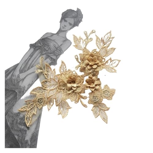 Spitzenapplikation, Spitzenapplikation, 1 Stück, 3D-Spitzenblumen-Stickerei-Applikation, Besatz, Aufnäher, DIY-Nähdekoration, Basteln, Hochzeitskleid-Accessoire, handgefertigt for Hochzeitskleid, Brau von PUYUNA