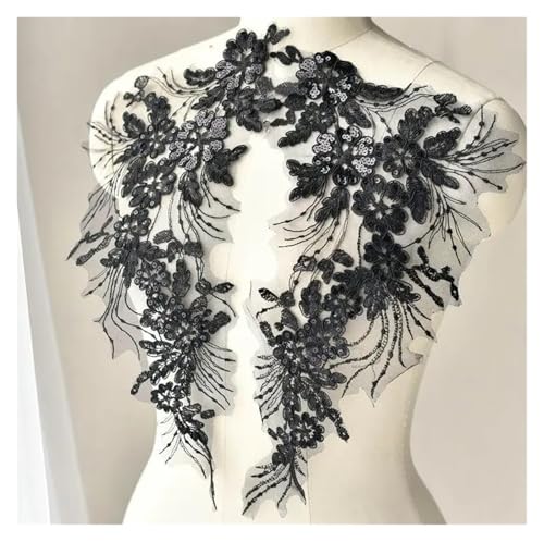 Spitzenapplikation, Spitzenapplikation, 1 Stück, 42 x 20 cm, cremeweiß, schwarz, zarter Glitzer, Hochzeitsschleier, Kopfschmuck, Spitzenapplikation, Spitzenbesatz, Kleid, DIY-Spitzenzubehör for Hoch Spitzenapplikation, Spitzenapplikation, 1 Stück, 42 x 20 cm, cremeweiß, schwarz, zarter Glitzer, Hochzeitsschleier, Kopfschmuck, Spitzenapplikation, Spitzenbesatz, Kleid, DIY-Spitzenzubehör for Hoch von PUYUNA