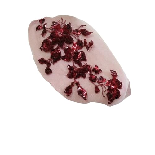 Spitzenapplikation, Spitzenapplikation, 1 Stück, bunte Blumenstickerei, Pailletten, for Aufnähen auf Kleidung, gestickte Applikationen, 28 x 16 cm, for Brautkleider, Brautschmuck, Bastelarbeiten (rot) Spitzenapplikation, Spitzenapplikation, 1 Stück, bunte Blumenstickerei, Pailletten, for Aufnähen auf Kleidung, gestickte Applikationen, 28 x 16 cm, for Brautkleider, Brautschmuck, Bastelarbeiten (rot) von PUYUNA