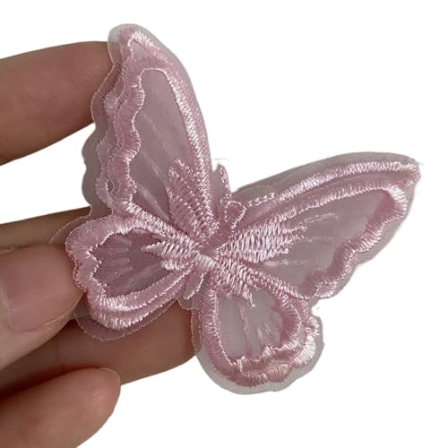 Spitzenapplikation, Spitzenapplikation, 10 Stück, doppellagige Netzspitze, Schmetterlingsflicken, Reparaturapplikationen for Brautkleider, Brautkleider, DIY-Bastelarbeiten (Pink)(Pink) von PUYUNA