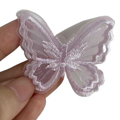 Spitzenapplikation, Spitzenapplikation, 10 Stück, doppellagige Netzspitze, Schmetterlingsflicken, Reparaturapplikationen for Brautkleider, Brautkleider, DIY-Bastelarbeiten (Pink)(Purple) von PUYUNA