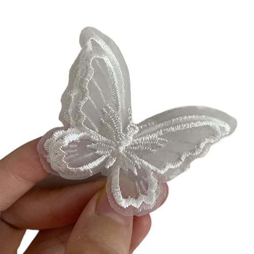 Spitzenapplikation, Spitzenapplikation, 10 Stück, doppellagige Netzspitze, Schmetterlingsflicken, Reparaturapplikationen for Brautkleider, Brautkleider, DIY-Bastelarbeiten (Pink)(White) von PUYUNA