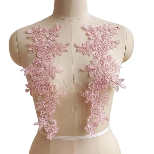 Spitzenapplikation, Spitzenapplikation, 4 Stück/2 Paar, 14,5 x 35 cm, rosagoldfarbener Stoff, Blumen-Venise-Spitze, Nähapplikation, Spitzenkragen, Ausschnitt for Brautkleider, Brautschmuck, Bastelarbe Spitzenapplikation, Spitzenapplikation, 4 Stück/2 Paar, 14,5 x 35 cm, rosagoldfarbener Stoff, Blumen-Venise-Spitze, Nähapplikation, Spitzenkragen, Ausschnitt for Brautkleider, Brautschmuck, Bastelarbe von PUYUNA