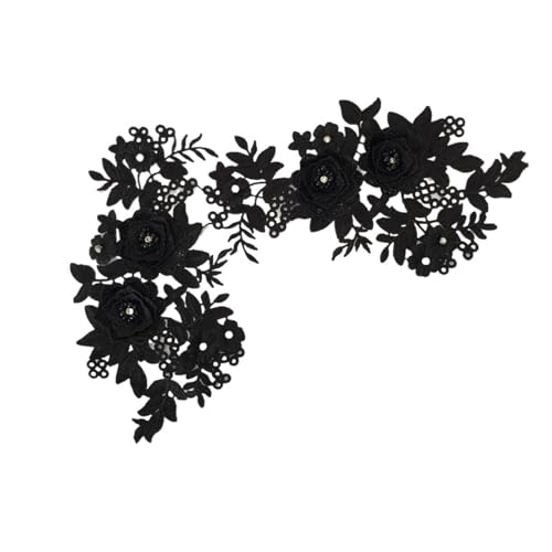 Spitzenapplikation, Spitzenapplikation, schwarzer Spitzenkragen, DIY-Strass-Näh-Stickerei-Ausschnitt-Applikation, Kleidung, dekoratives Bastelzubehör for Hochzeitskleider, Brautkleider, DIY-Bastelarbe von PUYUNA