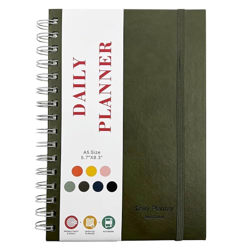 A5-Notizbuch, 8,38 × 5,38 Zoll, Tagebuch, Leder-Notizblock, 96 Seiten mit liniertem Papier for Arbeit, Schule, Notizen, mehrere Farben(Bruin) von PUZYI