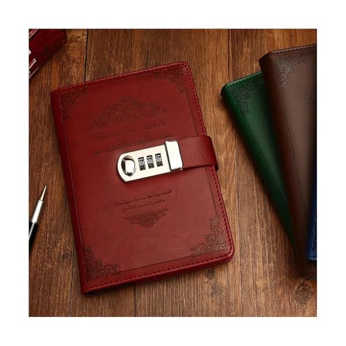 PUZYI A5-Codebuch, 230 x 170 mm, gelegenes Schreibjournal, loses Blatt-Notizbuch, verdickter Retro-Notizblock for das College(Burgundy) von PUZYI