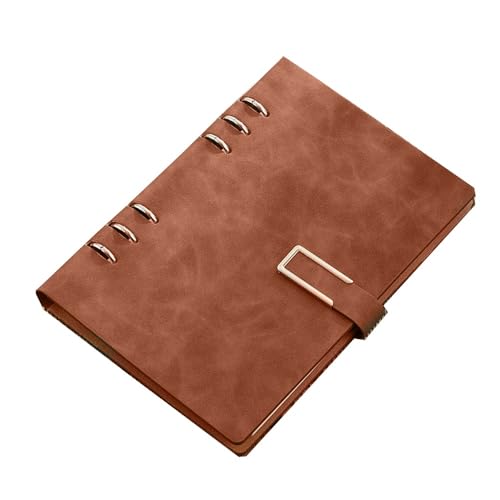 PUZYI A5-Notizbuch 8,38 × 5,38 U-förmiger Seiten-Losknopf Journal-Notizblock 96 Seiten for Männer und Frauen, die Büro- und Studienbedarf schreiben(Bruin) von PUZYI