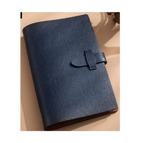 PUZYI A5-Notizbuch for Unternehmen, 21,1 x 13,6 cm, dicker Notizblock aus Leder, Softcopy-Notizbücher mit Lederschnalle for die Arbeit und die Schule(Bleu) von PUZYI