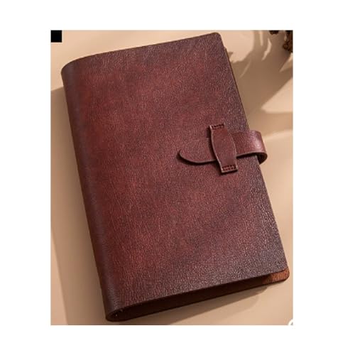 PUZYI A5-Notizbuch for Unternehmen, 21,1 x 13,6 cm, dicker Notizblock aus Leder, Softcopy-Notizbücher mit Lederschnalle for die Arbeit und die Schule(Bruin) von PUZYI