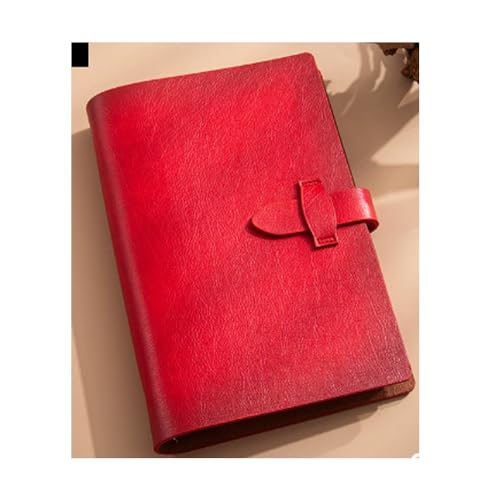 PUZYI A5-Notizbuch for Unternehmen, 21,1 x 13,6 cm, dicker Notizblock aus Leder, Softcopy-Notizbücher mit Lederschnalle for die Arbeit und die Schule(Rosso) von PUZYI