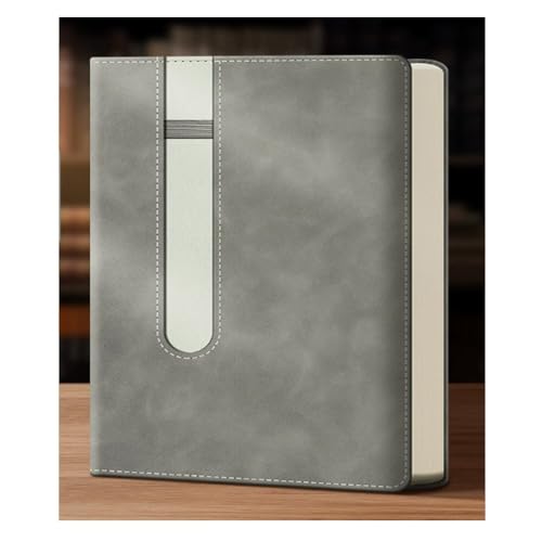 PUZYI Dickes Notizbuch B5 A5 mit Stifteinfügung Notizblock Leder-Meeting-Notizbuch for Studenten, die Tagebuch schreiben(Grey,A5) von PUZYI