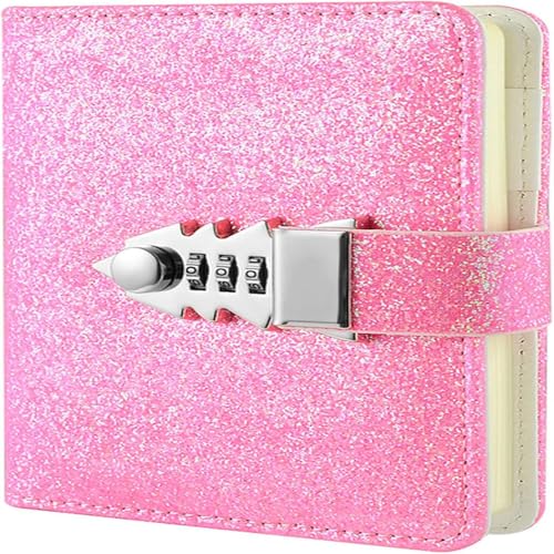 PUZYI Leder-Notizbuch mit digitalem Schloss, A6, Tagebuch, Notizblock, Reisetagebuch for Studentinnen, Geschenk, inspirierende Tagebücher(Rose) von PUZYI