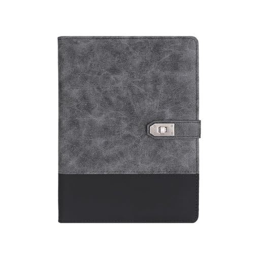 PUZYI Notizbuch, 240 x 180 mm, Business-Notizblock mit losen Blättern, 100 Seiten, Leder-Büronotizbuch for Büro- und Studienbedarf(Svart) von PUZYI