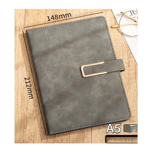 PUZYI Notizbuch 8,38 × 5,38 Zoll Notizblock Geschenkbox-Set Bürokonferenz A5 Weiches Leder Schreibwaren for Studenten Inspirierende Tagebücher(Grey) von PUZYI