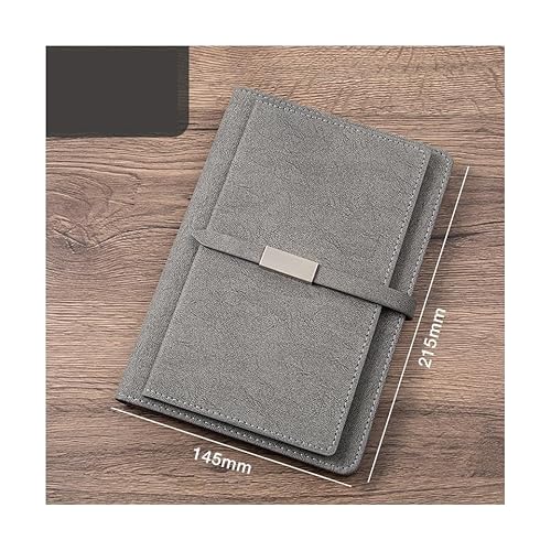 PUZYI Notizbuch A5 210x145mm Schnalle Business-Notizbuch Verdicktes Arbeitsbüro-Rekordbuch(Grey) von PUZYI