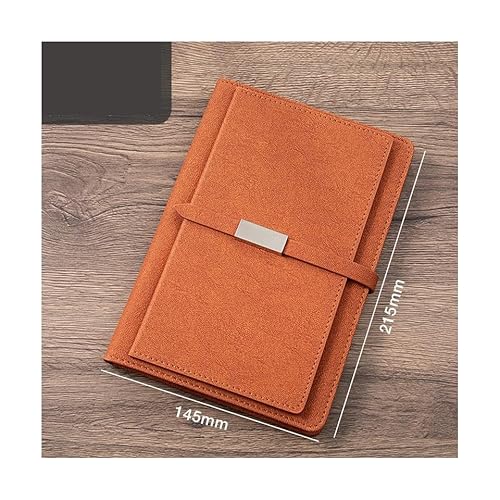 PUZYI Notizbuch A5 210x145mm Schnalle Business-Notizbuch Verdicktes Arbeitsbüro-Rekordbuch(Orange) von PUZYI