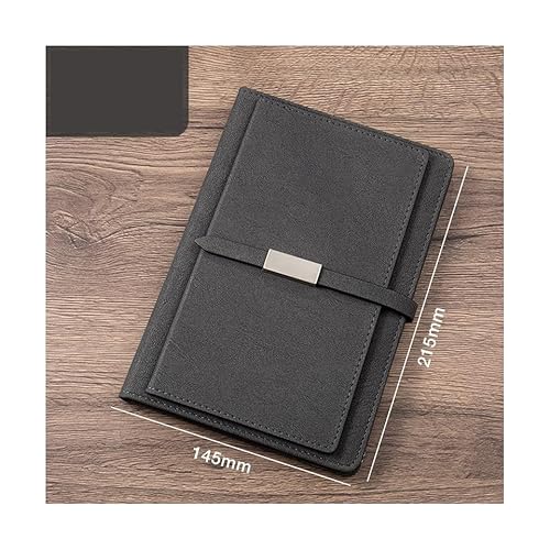 PUZYI Notizbuch A5 210x145mm Schnalle Business-Notizbuch Verdicktes Arbeitsbüro-Rekordbuch(Svart) von PUZYI