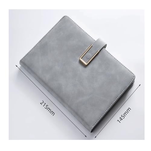 PUZYI Notizbuch A5 8,38 × 5,38 Zoll, Tagebuch, Leder-Notizblock, Business-Schnalle, Notizbuch, verdickt, for Arbeit, Schule, inspirierende Tagebücher(Grey) von PUZYI