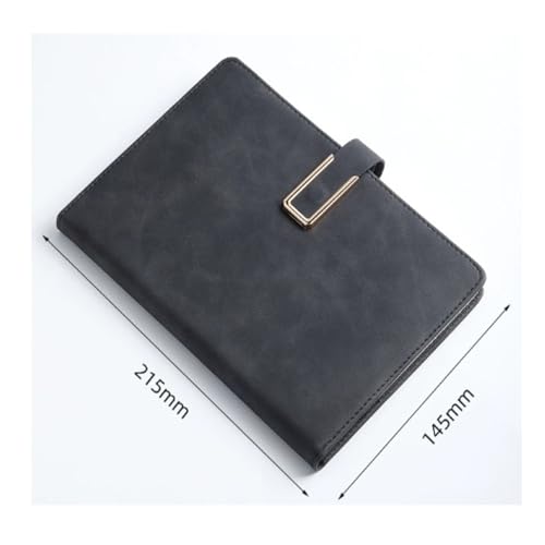 PUZYI Notizbuch A5 8,38 × 5,38 Zoll, Tagebuch, Leder-Notizblock, Business-Schnalle, Notizbuch, verdickt, for Arbeit, Schule, inspirierende Tagebücher(Svart) von PUZYI