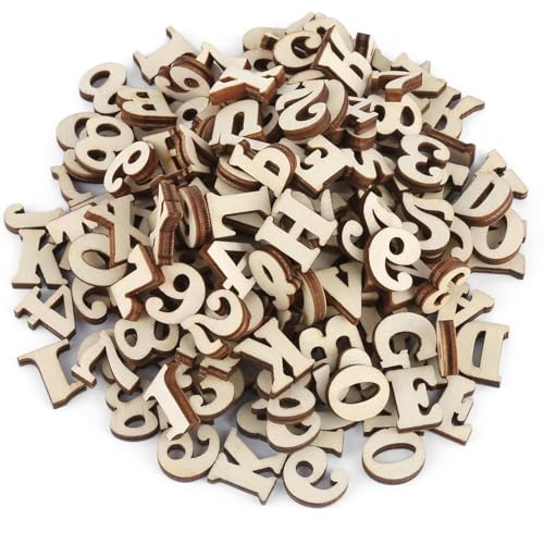 204 Hölzerne Buchstaben Und Hölzerne Zahlen Verpackung, Hölzerne Buchstaben (A-Z), Digitales Holz (0-9), Verwendet für Handwerk Und Malerei, Kleinbuchstaben (A-Z) von PVFZXS