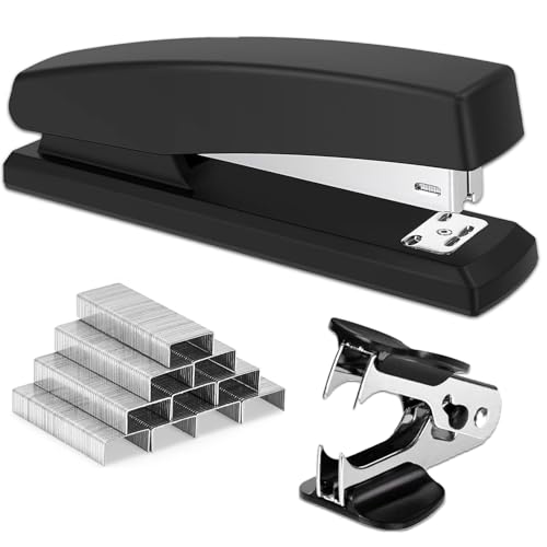 PVFZXS Heftgerät, Tacker Büro, Tacker, Kapazität Von 25 Blatt, Leitz Tacker, Tacker Büro Leitz, Inklusive 1000 Heftklammern Und Heftklammernentferner (Schwarz) von PVFZXS
