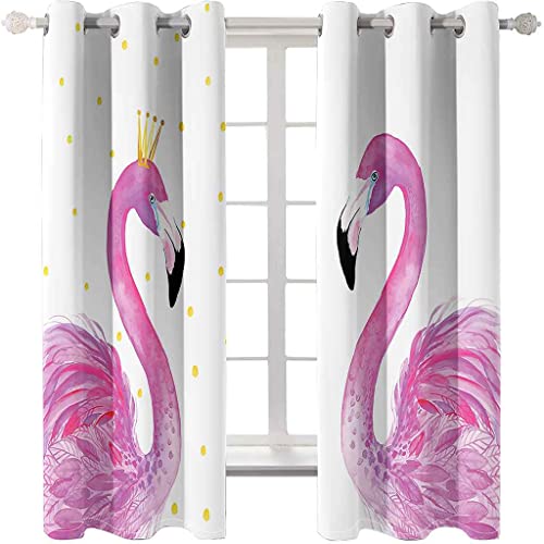 PVMLVM Schlafzimmer Vorhang Polyester 2 Stück Ösenvorhang Blickdicht Vorhänge Rosa Flamingo Gardinen 3D Druck Verdunkelung Vorhänge Für Kinderzimmer Wohnzimmer Fenster 140cmx160cm von PVMLVM