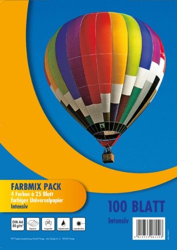 100 Blatt farbiges Druckerpapier/buntes Kopierpapier / 4 Farben von PVP