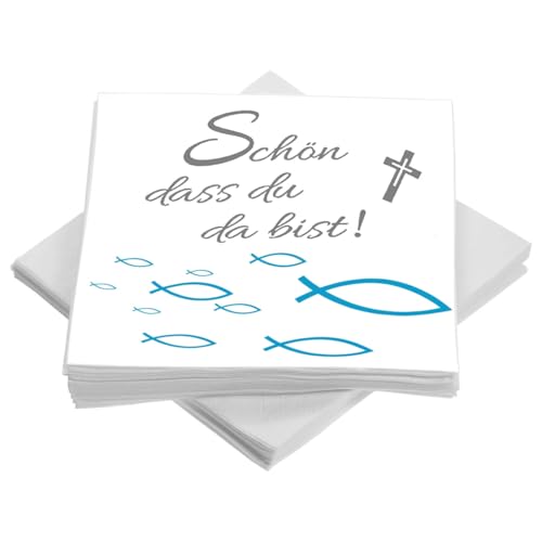 40 Stück Servietten Kommunion, 33x33 cm Servietten Taufdeko Tisch Deko für Junge, Konfirmation Kommunion Taufe Tischdeko von PVTXFK