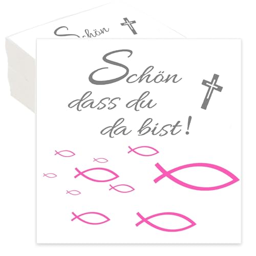 40 Stück Servietten Kommunion, 33x33 cm Servietten Taufdeko Tisch Deko für Mädchen, Konfirmation Kommunion Taufe Tischdeko von PVTXFK