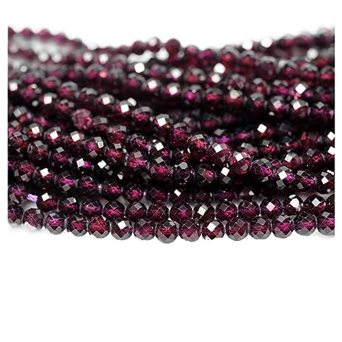 PVUVTNAHW 2 Stränge/Set, natürlich, 4 mm, weinrot, lila, brasilianischer Granat, facettiert, rund, lose Perlen für Schmuckherstellung von PVUVTNAHW