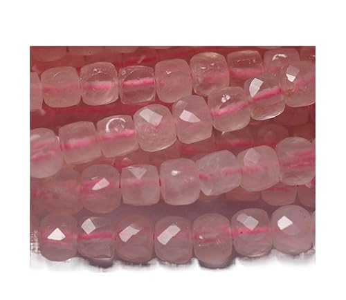 PVUVTNAHW 2 Stränge/Set Natürlicher Rosenquarz-Kristall, 4,5 x 4,5 mm, facettierte Würfel, lose Perlen for Schmuck, DIY-Herstellung, Design oder Geschenk von PVUVTNAHW