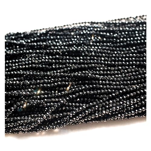 PVUVTNAHW 5 Stränge, 3 mm natürliche schwarze Spinell-facettierte runde facettierte Perlen für Schmuckherstellung von PVUVTNAHW