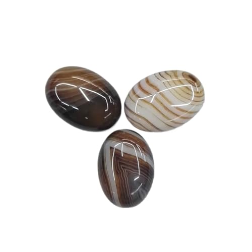 PVUVTNAHW Gestreifte Onyx-Natursteinperlen zur Schmuckherstellung, 13 x 18 mm, Cabochon, oval, modisches Ringzubehör, 20 Stück/Packung von PVUVTNAHW