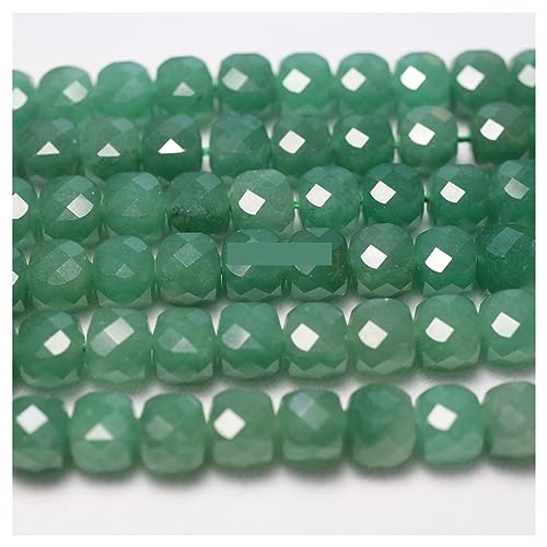 PVUVTNAHW Grüner Aventurin facettierter Würfelsteinperlen für Armband, Halskette, Schmuckherstellung von PVUVTNAHW