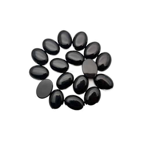 PVUVTNAHW Modischer Naturstein, schwarze Achate, oval, Cabochon, 15 x 20 mm, Perlen für Schmuckherstellung, Ringzubehör, 24 Stück/Packung von PVUVTNAHW