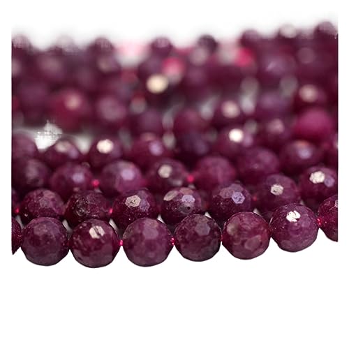 PVUVTNAHW Natürliche 4mm 6mm Rubin Facettierte Runde Lose Perlen for Schmuckherstellung Design DIY Halskette Armband(6mm -1 strand) von PVUVTNAHW