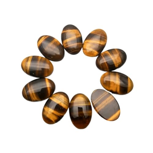 PVUVTNAHW Naturstein, Tigeraugen-Cabochon, 30 x 40, 20 x 30, 25 x 18, 13 x 18, 10 x 14 mm, Perlen für Schmuckherstellung, ohne Loch, Halskettenzubehör (12 Stück, 20 x 30 mm) von PVUVTNAHW