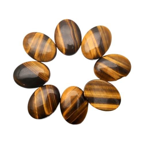 PVUVTNAHW Naturstein, Tigeraugen-Cabochon, 30 x 40, 20 x 30, 25 x 18, 13 x 18, 10 x 14 mm, Perlen für Schmuckherstellung, ohne Loch, Halskettenzubehör (12 Stück, 30 x 40 mm) von PVUVTNAHW