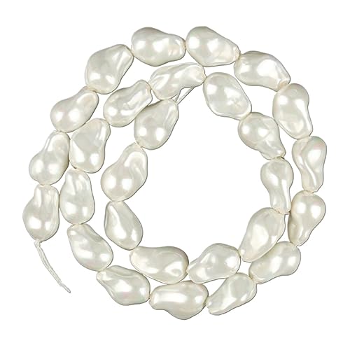 PVUVTNAHW Weiße Kunstperlen, unregelmäßig, lose Abstandshalter, Perlen für Schmuckherstellung, DIY, Armband, Zubehör, 10 x 15 mm, 12 x 15 mm, 15 x 20 mm (12 x 15 mm, Barock) von PVUVTNAHW