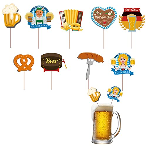 Oktoberfest Tortenaufsatz | 9 Stück Oktoberfest Dessert Cupcake Topper,Oktoberfest-Cupcake-Topper, Partyzubehör, Dekorationen, Gefälligkeiten Pw tools von PW TOOLS