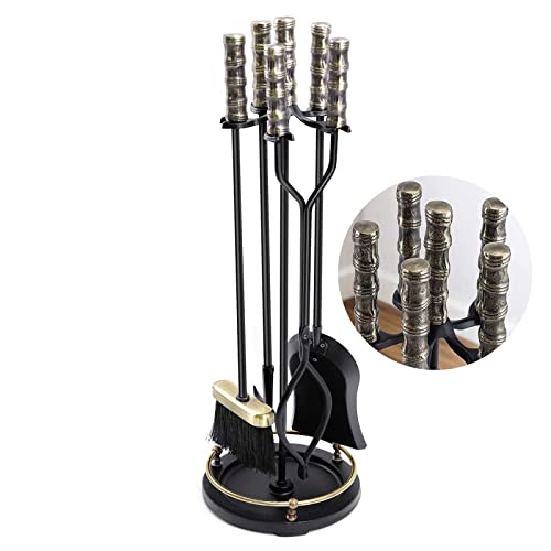 Kaminbesteck-Set, klassischer Stil, rostfrei, 5-teilig, Robustes, goldenes, schwarzes Ofen- und Feuerbesteck-Set, Werkzeugset für Kamin, Feuerstelle, Kamin-Set, Dekoration für den Kamin Kaminbesteck-Set, klassischer Stil, rostfrei, 5-teilig, Robustes, goldenes, schwarzes Ofen- und Feuerbesteck-Set, Werkzeugset für Kamin, Feuerstelle, Kamin-Set, Dekoration für den Kamin von PWABAF