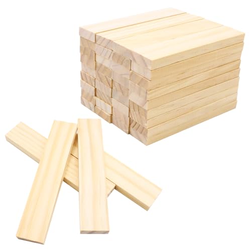 PWGHWG 40 Stück Bastelholz Klötzchen Bastelklötzchen 110 × 22 × 8 mm Holzklötzchen zum Basteln Holzleisten Holzklötze, für Heimwerkerprojekte, Deko, BAU, Vertäfelung von PWGHWG