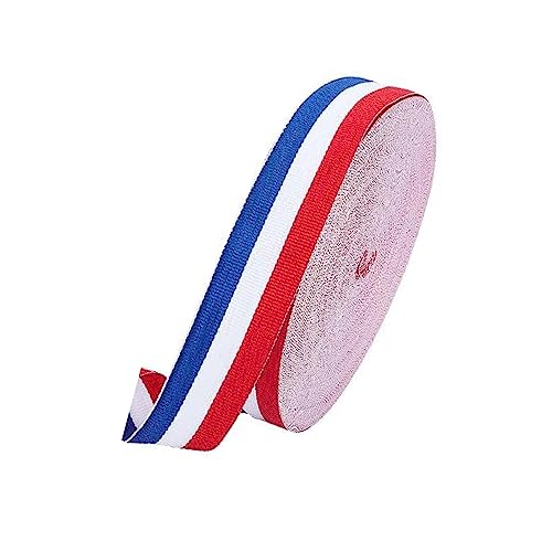 PWHUYJLEY 10 Meter Rot Weiß Blau Geschenkband, Medaillenband für Hochzeitsdekoration Geschenkverpackung und Nationale Feierlichkeiten Patriotisches Banne (10M X 20MM) von PWHUYJLEY