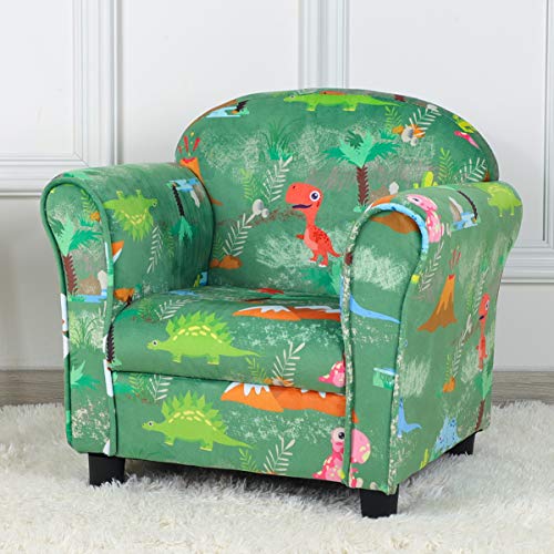 PWTJ Kinder-Sofa-Stuhl, Einzelsitzer, gepolsterte Kinderarmlehne mit Dinosaurier-Muster, Samtstoff für Kinderzimmermöbel von PWTJ
