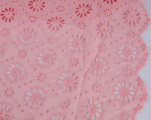 Bedruckter Baumwollstoff, Baumwoll-Spitzenstoff mit Lochstickerei, 127 cm breit, Meterware(Pink) von PXAMORTEL