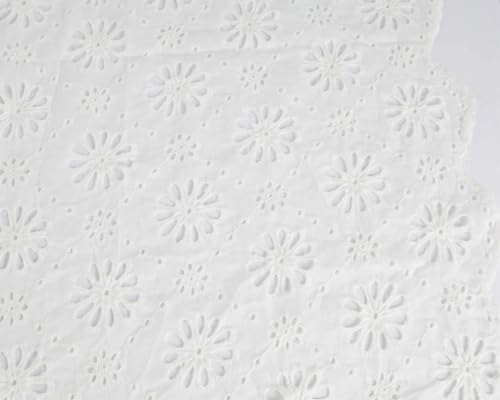 Bedruckter Baumwollstoff, Baumwoll-Spitzenstoff mit Lochstickerei, 127 cm breit, Meterware(White) von PXAMORTEL