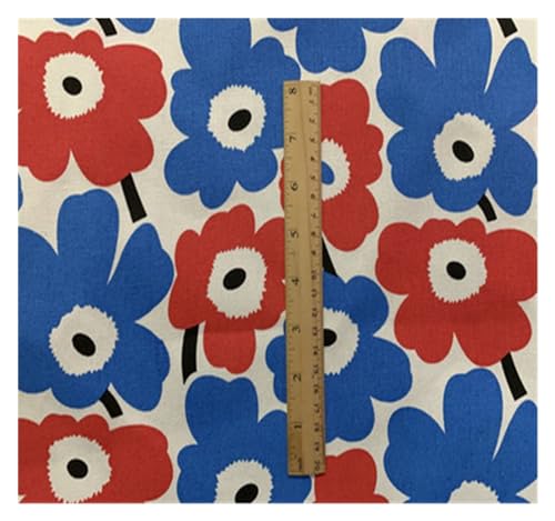 Bedruckter Baumwollstoff, Großer Blumendruck, handgefertigt, Patchwork, Baumwolle, Canvas, Stoff for Nähen, for Taschen, Kissen, DIY, Tischdecke, Vorhang, Sofa, 91 cm x 145 cm(51) von PXAMORTEL