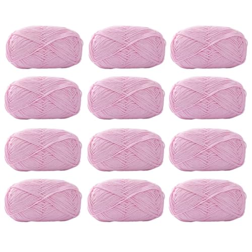 Farbiges Strickgarn, 12er-Pack 40 g Acryl-Baumwoll-Mischgewebe, 4-fädig, 2 mm, mehrfarbiges Garn(Color 05) von PXAMORTEL
