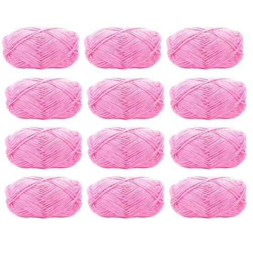 Farbiges Strickgarn, 12er-Pack 40 g Acryl-Baumwoll-Mischgewebe, 4-fädig, 2 mm, mehrfarbiges Garn(Color 06) von PXAMORTEL